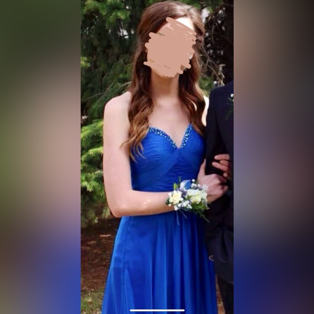 Royal Blue A-Line Prom Dress with Sequin Detail on Sweetheart Neckline